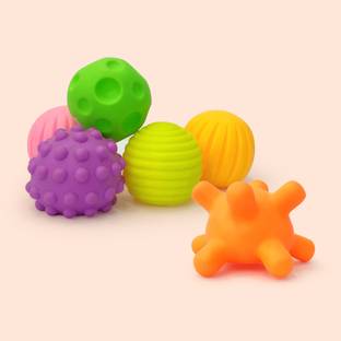 Buddynjoy Sensory Balls with Chu Chu Sound for Baby- Set of 6 Textured Soft Balls Bath Toy Bath Toy