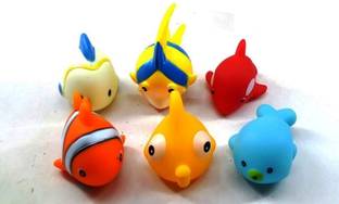 RutuFF Chu Chu Bath Toys For Baby Aquatic Fish Animals Set of 6 Bath Toy