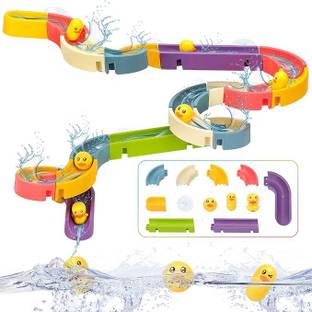 KIDOLOGY 40Pcs Slide Track DIY Combination for Bath Playtime, Shower Tracks Kids Bath Toy Bath Toy