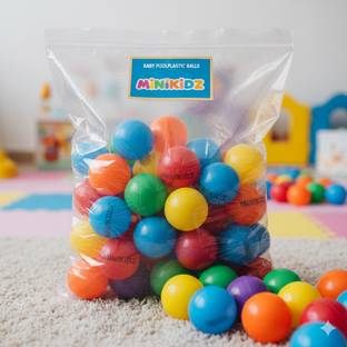 MINIKIDZ Plastic Medium Size Premium Balls Color Balls for Kids Pool Balls Set of 24 Pieces Balls for Baby Kids 6 cm Diameter Medium Size Size Ball, Multi color Bath Toy