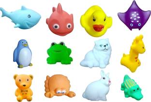 BKDT Marketing Bathtub Animal Toy With Chu Chu Sound For Children Bath Toy (Multicolor)- 12 Pc Set Bath Toy