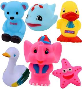 Getsy Non Toxic BPA Free ChuChu Bath Toys for Kids Animal Shape ChuChu Toys (Set of 6) Bath Toy