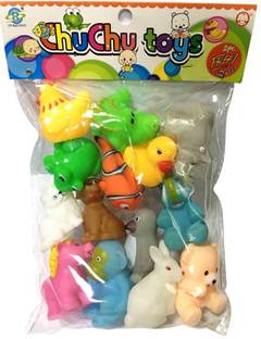 RutuFF Baby Bath Toy Set of 12 Pieces Chu Chu Colored Animal Shape Toy Bath Toy Bath Toy