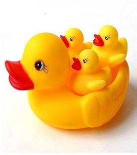 Parshv Groups 4 Pcs Duck Family Baby Bath Toy, Squeesy Bath Toy, (pack of 1) Bath Toy