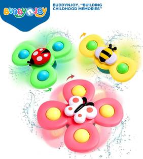 Buddynjoy 3 PCS Suction Cup Spinner Toy for Bathtub, High Chair, Travel Bath Toy
