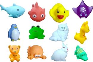 BKDT Marketing Bathtub Animal Toy With Chu Chu Sound For Children Bath Toy (Multicolor)- 12 Pc Set Bath Toy