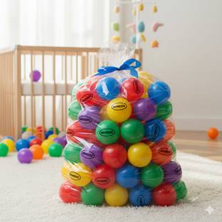 MINIKIDZ Baby 96 Premium Multicolour Balls for Kids Pool Pit/Ocean Ball Without Sharp Edges Soft Balls for Toddler Play Tents & Tunnels Indoor & Outdoor Bath Toy