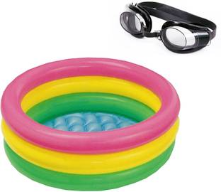 Enorme 2 FT Inflatable Water Pool Bath Tub & Adjustable Swimming Goggles Kids