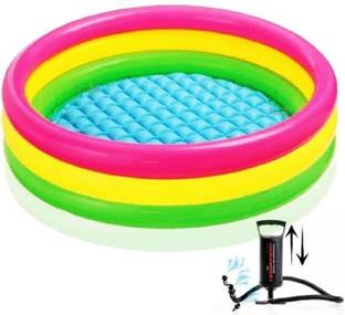 MOWBILLI 3ft Baby Pool Bath Water Tub for Kids Swimming Tub with 3 Valve Air Pump