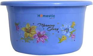 HOMESTIC by Kuber Industries Flower Print Unbreakable Plastic Multipurpose Bath Tub/Washing Tub 25 Ltr (Blue)