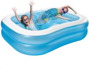 OUTO 7 Ft Rectangular Inflatable Pool with Electric Pump Swimming Bathtub for Outdoor
