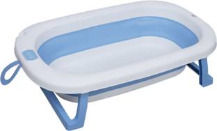 KIDDERY Baby Bath Tub | Newborn to Toddler | for 0-3 Years | Drain Hole | Blue