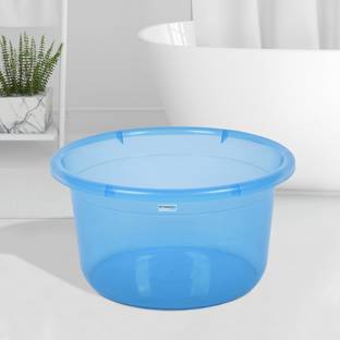 HOMESTIC by Kuber Industries Multipurpose Bath Tub for Bathroom-Feeding Pan-Bathing|25 LTR|Transparent Blue