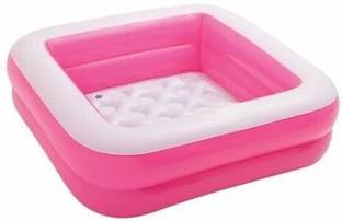 bhatla stores Portable Square Shape Inflatable Baby Pool Baby Bathtub Baby Swimming Pool Pink