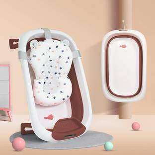 StarAndDaisy Foldable Infant Bath Tub with cushion , Newborn Toddler Bathing Support Tub