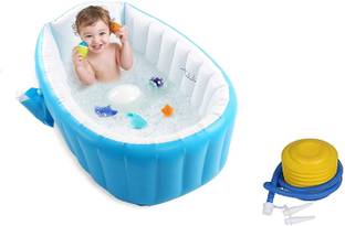 BIYALI Inflatable Baby Bath tub for Kids with Air Pump, Soft Cushion Central Seat
