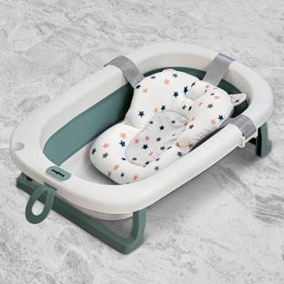 baybee Foldable Baby Bath Tub for Kids 0 to 3 Years with Support Cushion & Drainer
