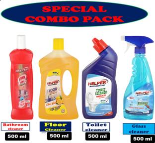 HELPER Bathroom & Floor cleaner Combo Pack -500ml Each PACK OF 4 LEMON