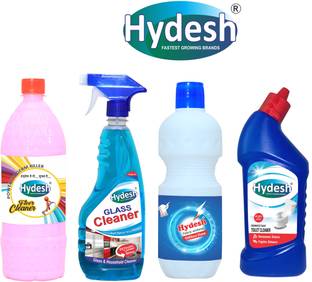 hydesh 1 Glass Cleaner, 1 Fabric Whitener, 1 Floor Cleaner And 1 Toilet Cleaner Rose