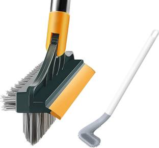 NARV Silicone Toilet Brush with Hook, 3 in 1 Tile Cleaning Brush 180° Rotate Floor K1 Regular