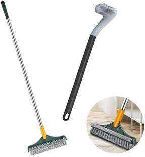 NARV Silicone Toilet Brush with Hook, 3 in 1 Tile Cleaning Brush 180° Rotate Floor K0 Regular