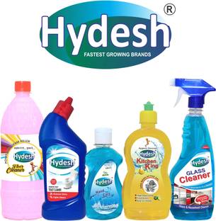 hydesh 1 Glass Cleaner, 1 Floor Cleaner, 1 Dish Wash, 1 Hand Wash, 1 Toilet Cleaner Rose, Neem, Tulsi