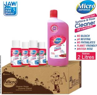 MicroDefence Surface & Floor Cleaner Disinfectant|Kills 99.9% Germs|4X50ml Conc Makes 2 Litre British Rose