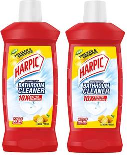 Harpic Bathroom Cleaner Liquid, Lemon - 1 Litre (Pack of 2) | New Thicker Floor Cleaner Lemon