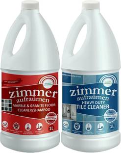zimmer aufraumen Combo 1L Tile and Ceramic Cleaner + 1L of Marble Granite Cleaner. 1 Liter MAKES 5 Liters. 5X ULTRA THICK & CONCENTRATED. REGULAR
