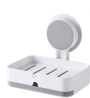 Zeinwap Magic Sticker Self Adhesive Single Soap Holder with Removable Drain Tray