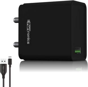 Portronics 18 W Quick Charge 3 A Wall Charger for Mobile with Detachable Cable