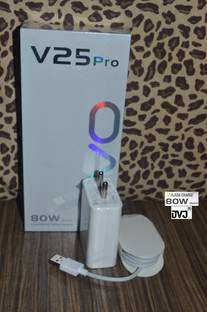 DVJ 80 W Quick Charge Wall Charger for Mobile with Detachable Cable