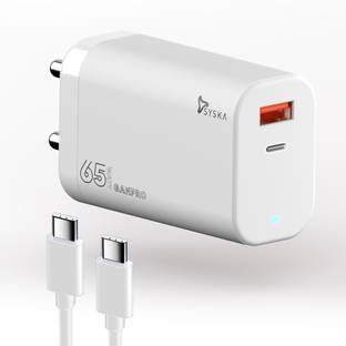 Syska 65 W 3.25 A Wall Charger for Mobile with Detachable Cable