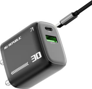 Nu Republic 30 W GaN 4 A Dual Port Mobile Charger with Detachable Cable