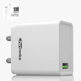 Portronics 18 W 3 A Wall Charger for Mobile with Detachable Cable