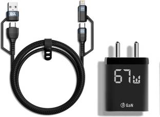 DailyObjects 67 W GaN 6 A Multi-pin Wall Charger for Mobile with Detachable Cable