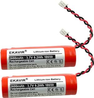 Ekavir High-Capacity 18650 Li-ion : 2600mAh, 3.7V with Wired  Battery
