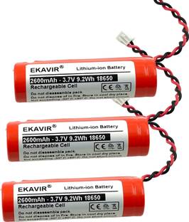 Ekavir 18650 Lithium-ion  Cell 2600mAh, 3.7V with 2 Pin Wired  Battery