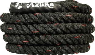 Azuka Battle Rope 1.5 inches x 40 feet Black PP Ropes with Red Tracer Battle Rope