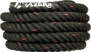 Azuka Battle Rope 1.5 inches x 40 feet Black PP Ropes with Red Tracer Battle Rope