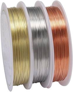 KRAFTMASTERS 3 Pcs Beading Wire for Bracelet Necklace Jewelry DIY Accessories Gold, Silver, Brown Beading Wire