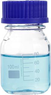 Salco 100ml Round Reagent Media Glass Bottle With GL25 Blue Polypropylene Screw Cap Laboratory Dropper Bottle