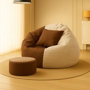 SHIRA 24 XXXL Bean Bag with Footrest & Cushion Ready to Use Teardrop Bean Bag  With Bean Filling