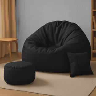 Furnon 4XL Bean Bag with Cushion & Footrest All Filled with Beans Ready to use Teardrop Bean Bag  With Bean Filling