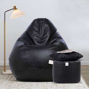 STAR XXXL Classic Footrest with Cushion Combo Filled with Beans Bean Bag Chair  With Bean Filling