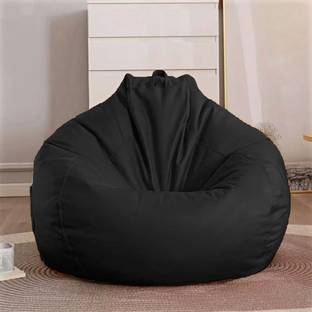 GIGLICK 4XL Faux Leather Bean Bag Filled with Beans | Ready To Use Teardrop Bean Bag  With Bean Filling