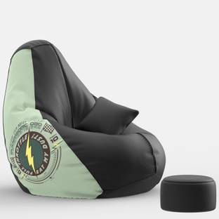ComfyBean 4XL Premium, Designer - Printed - Flash Theme-Flash-FLS-2-BLK Lounger Bean Bag  With Bean Filling