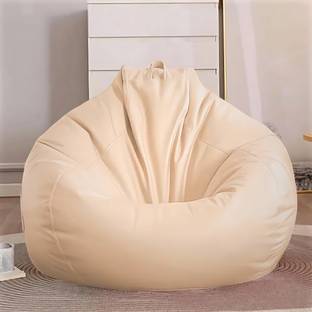 GIGLICK XXXL Faux Leather Bean Bag Filled with Beans | Ready To Use Teardrop Bean Bag  With Bean Filling