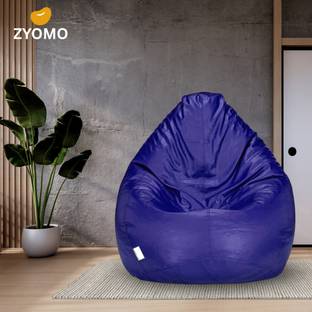 ZYOMO Large Faux Leather Bean Bag Filled with Beans | Ready To Use Teardrop Bean Bag  With Bean Filling