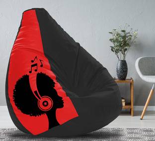 Flipkart Perfect Homes Studio XXXL Music Theme Digital Printed Leatherette Pre-Filled Bean Bag/Ready to use Teardrop Bean Bag  With Bean Filling